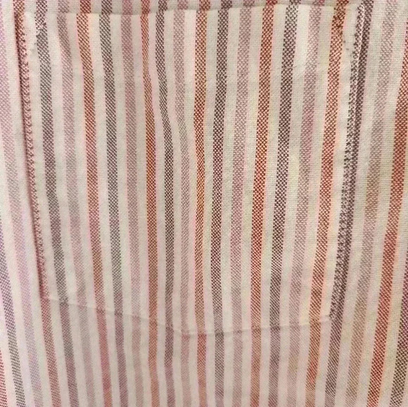 L.L. Bean Size L Petite Striped Collared Button Blouse Shirt Pink Purple - Picture 3 of 4